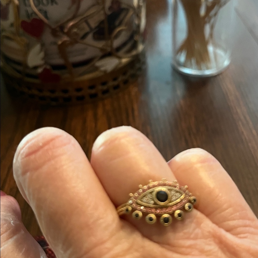Gold Eye Design Ring by Judith Ripka looks new gently worn - Picture 2 of 6